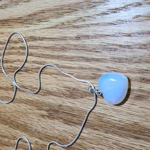 Moonstone Heart Necklace with Sterling Silver Chain